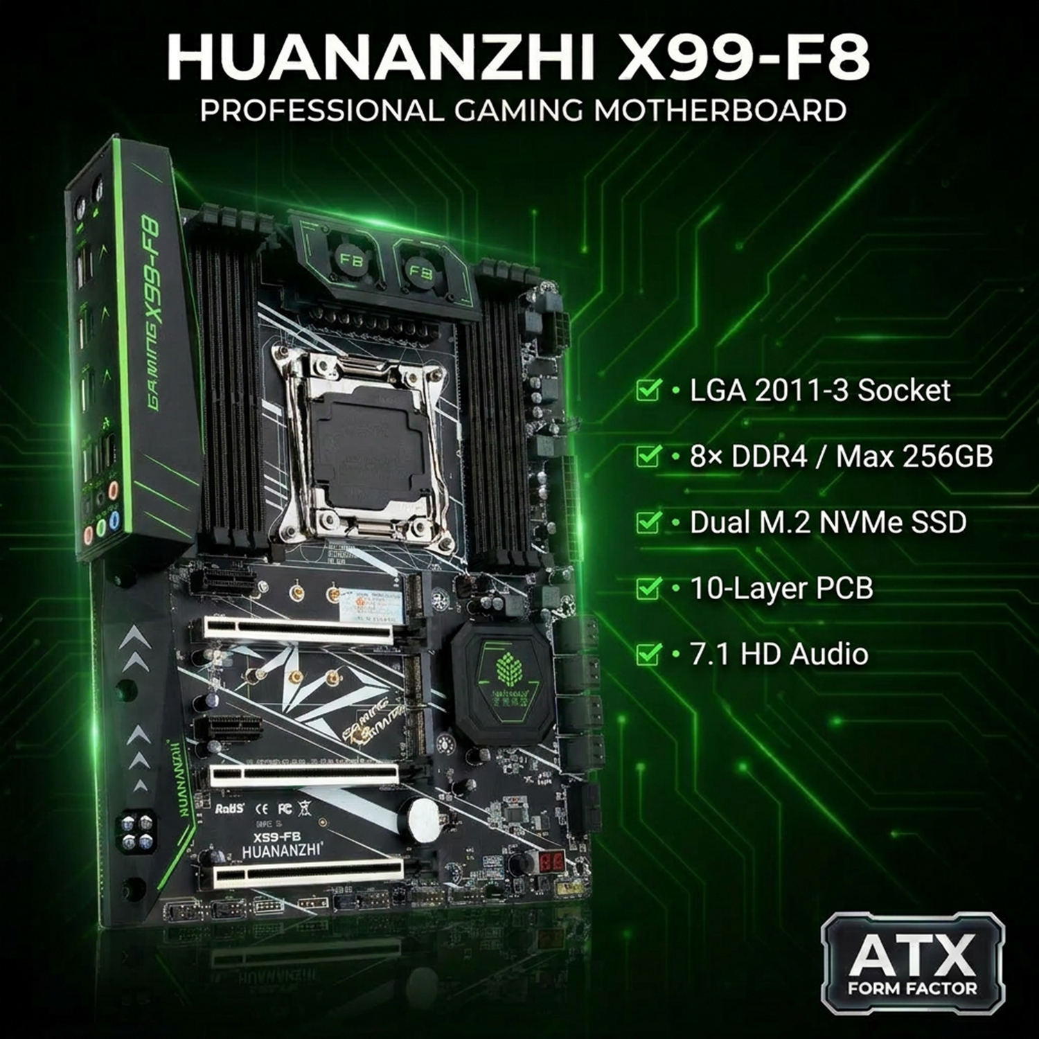Pc Gaming Ddr4 - HUANANZHI X99 F8 Placa-mãe LGA2011-3 DDR4