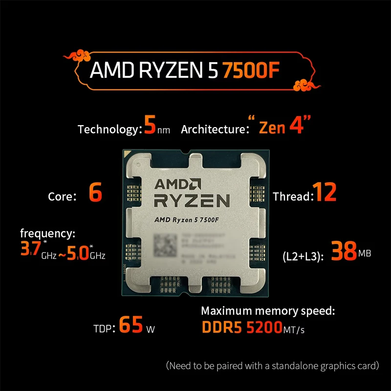 AMD Ryzen 5 7500F 3.7GHz 6-Cor - Pc Gaming Cpu ulasan dan harga