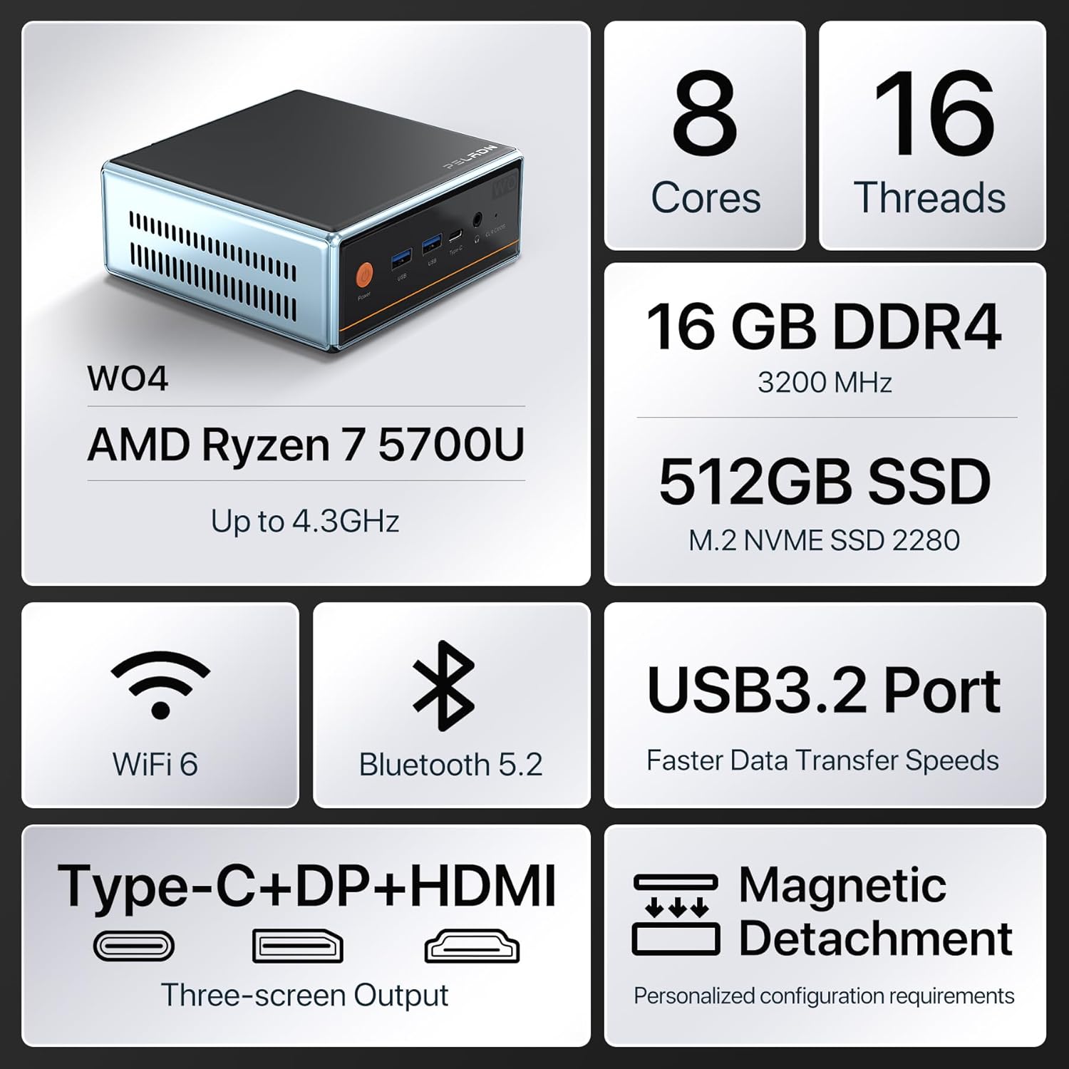 Mini PC AMD Ryzen7 5700U (8C/1 - Pc Gaming Ddr4 ulasan dan harga