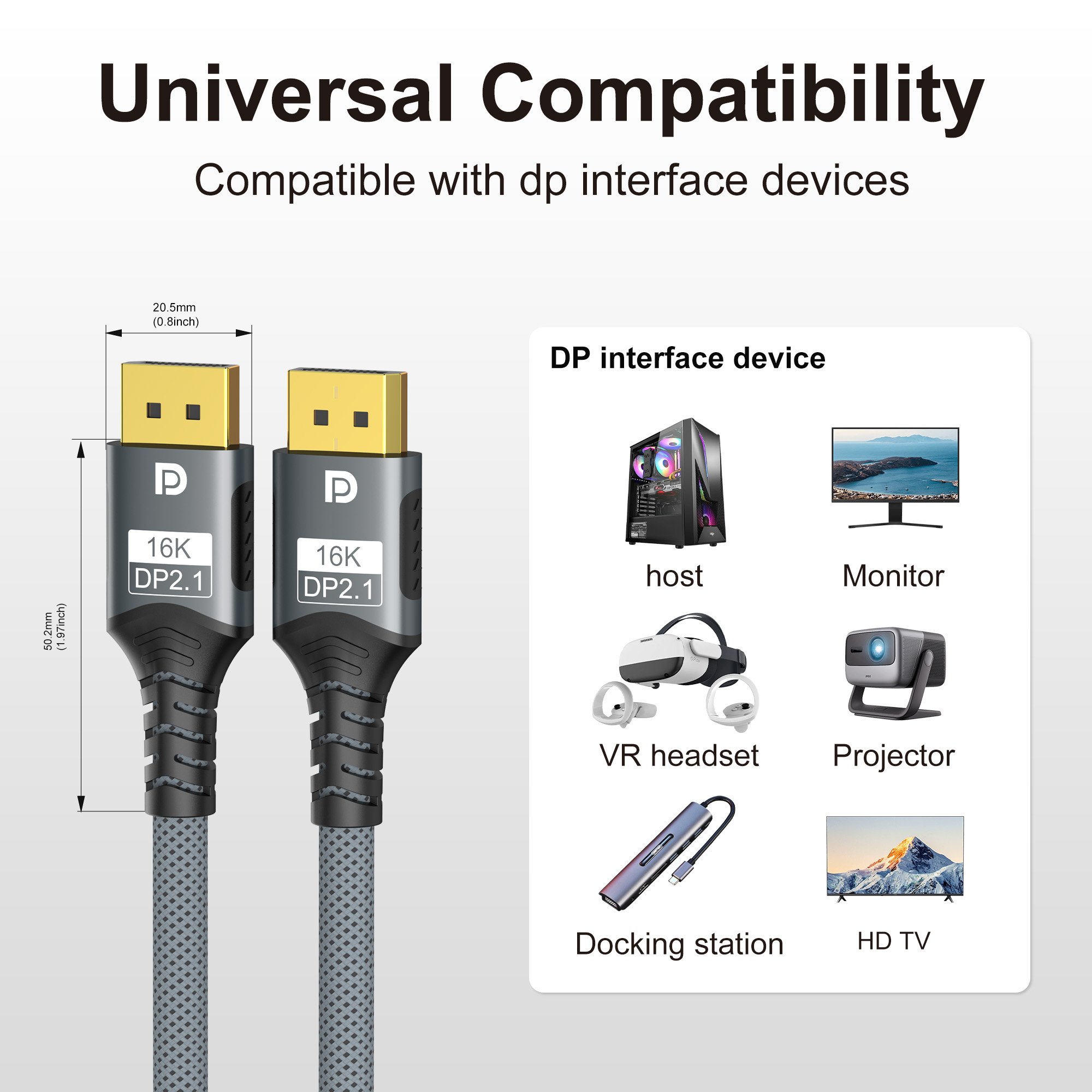 Displayport 2.1 16K DP Cable 8 - Pc Gaming Compact ulasan dan harga