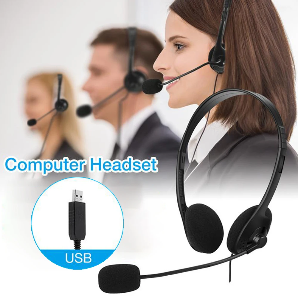 New USB Wired Headset Call Cen - Pc Gaming Center ulasan dan harga