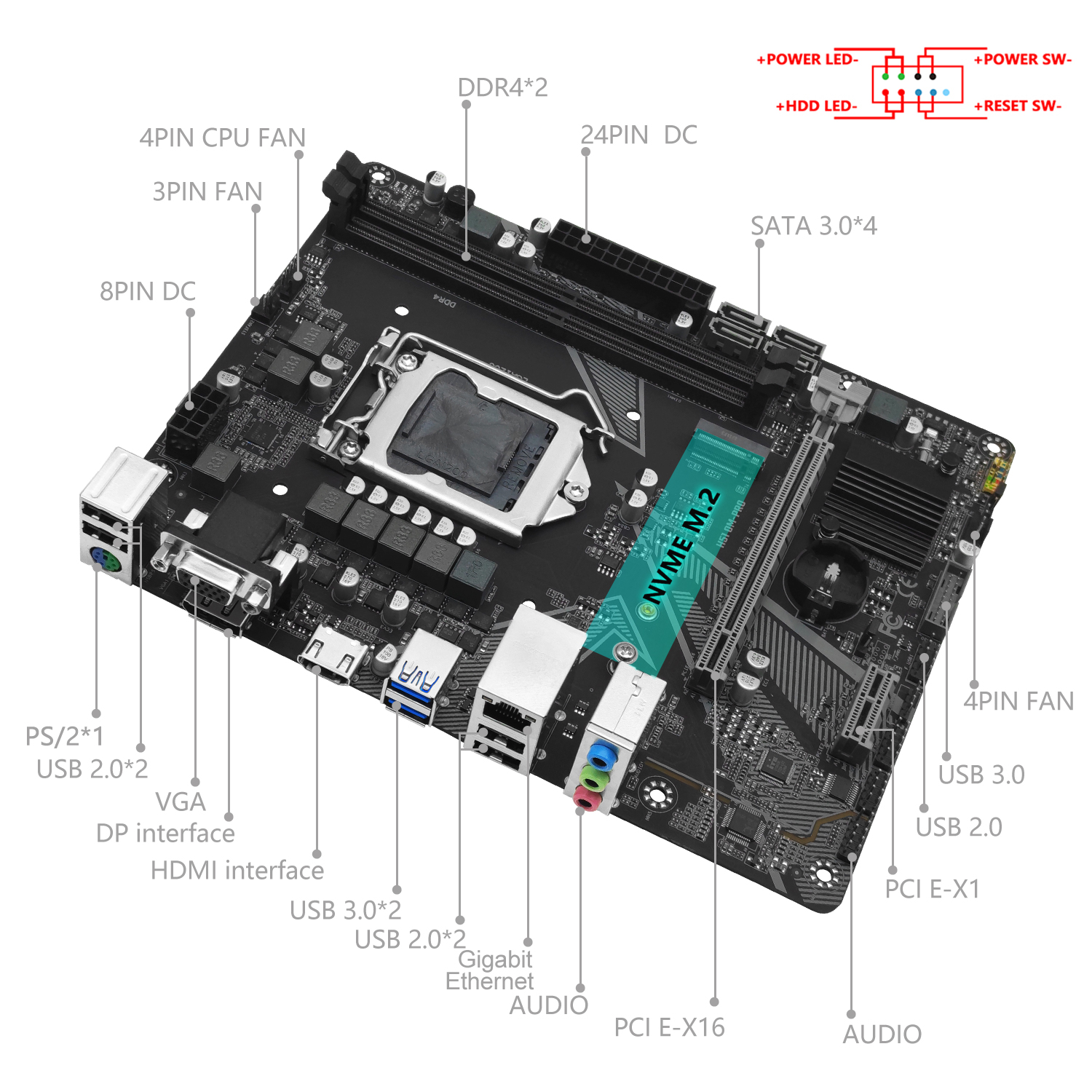 MACHINIST H511 LGA 1200 Mother - Pc Gaming Ddr4 ulasan dan harga