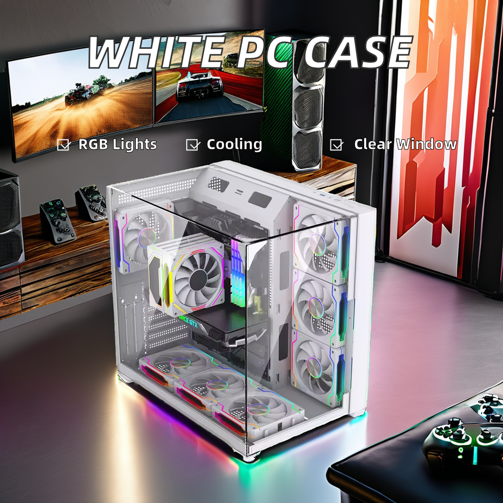 White PC Case Chassis Full Tow - Pc Gaming Cpu ulasan dan harga