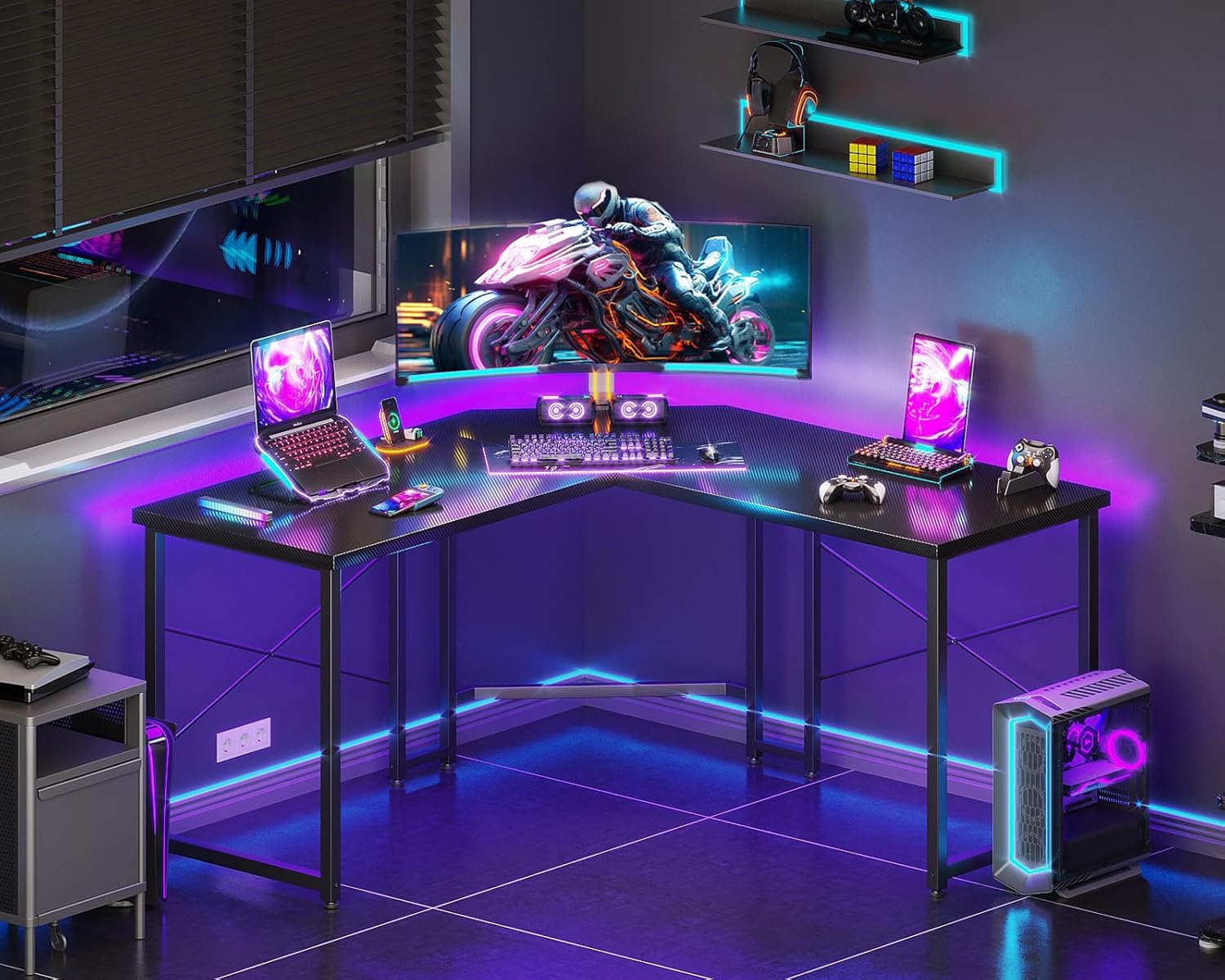 L Shaped Gaming Desk, Corner D - Pc Gaming Center ulasan dan harga