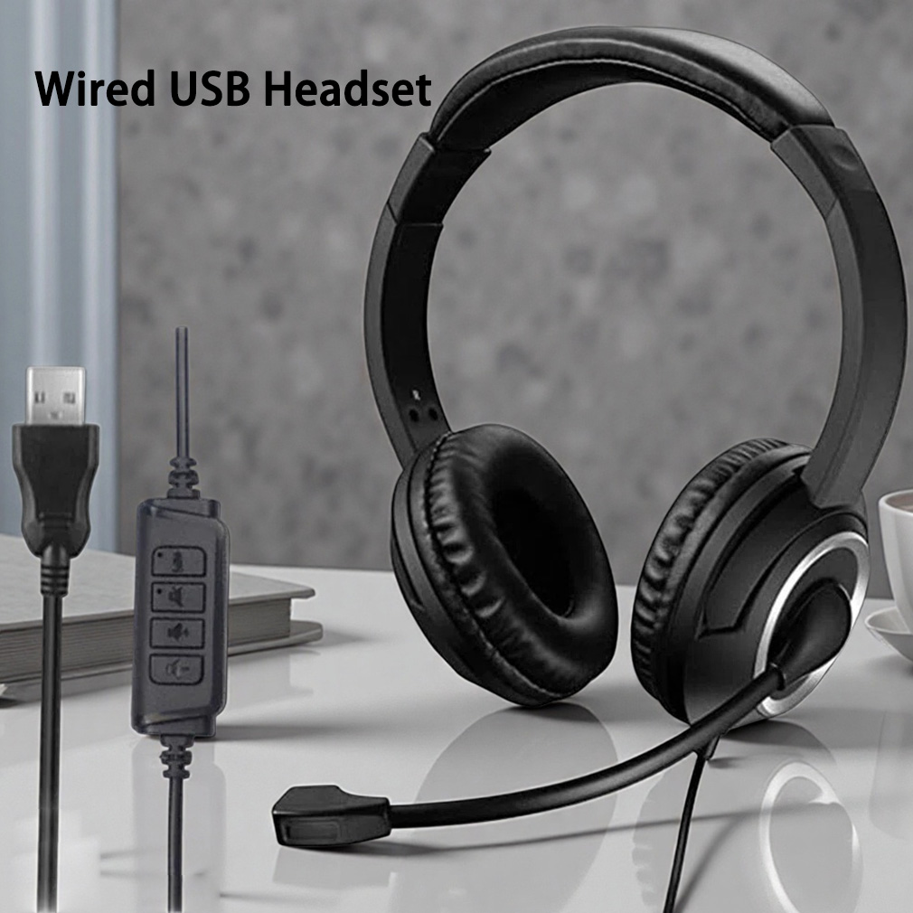 Hot Wired USB Headset with Mic - Pc Gaming Center ulasan dan harga